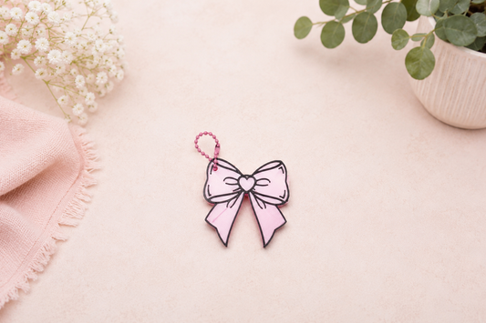 Pink Coquette Bow Keychain | Cute 3D Printed Accessory
